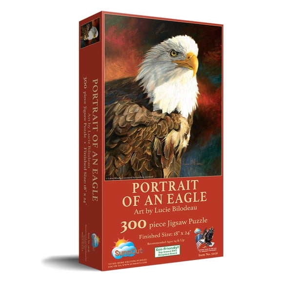 Sunsout Portrait of an Eagle 300 Piece Jigsaw Puzzle for Adults - Finished Size: 18" x 24" by Artist: Lucie Bilodeau