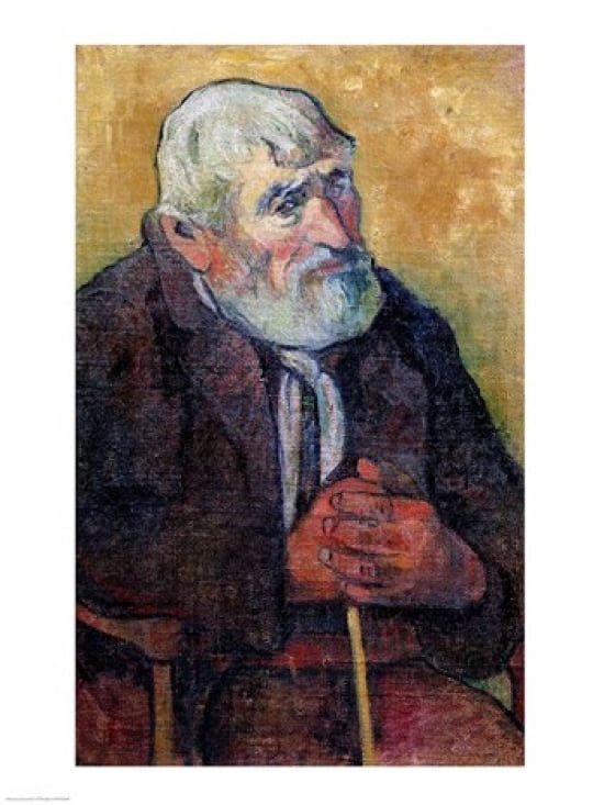 Portrait of an Old Man with a Stick 1889-90 Canvas Art - Paul Gauguin (18 x 24)