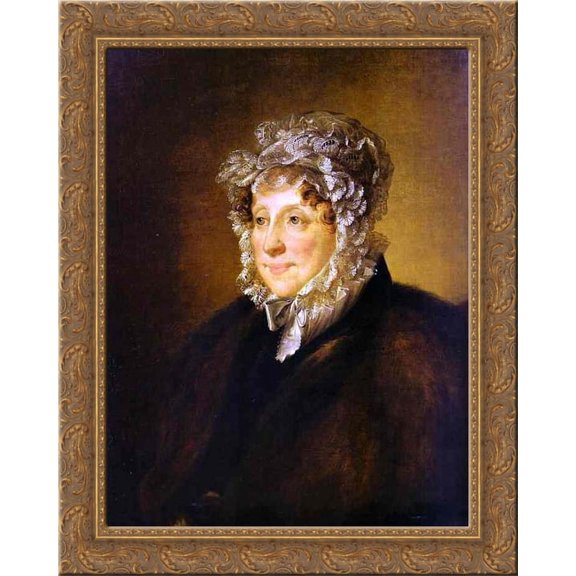 Portrait of an elderly woman in a bonnet 24x20 Gold Ornate Wood Framed Canvas Art by Vasily Tropinin