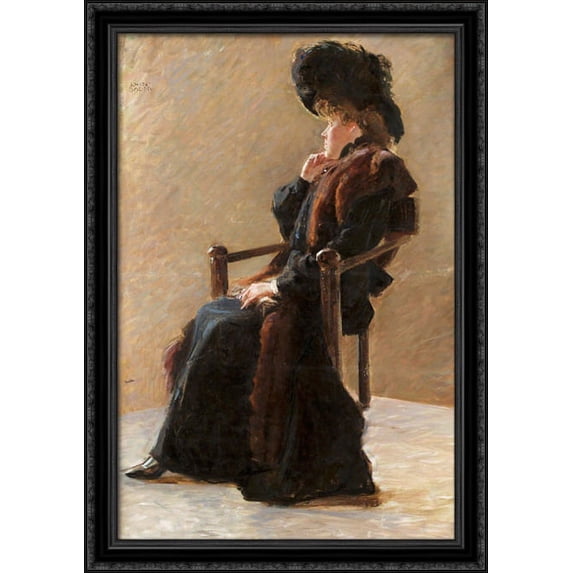 Portrait of an elegant lady 28x40 Large Black Ornate Wood Framed Canvas Art by John Bauer