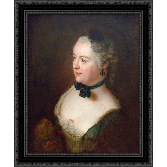 Portrait of an unknown woman 20x24 Black Ornate Wood Framed Canvas Art by Pesne, Antoine