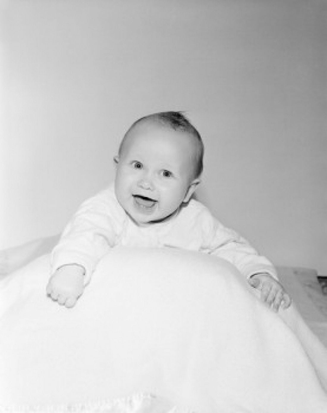 Portrait of baby boy laughing Canvas Art - (18 x 24)