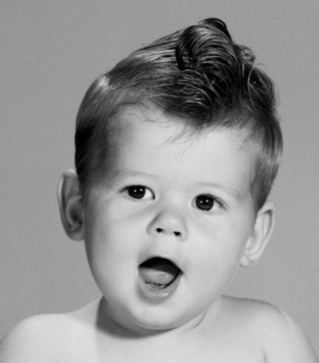 Portrait of baby face with mouth open Canvas Art - (18 x 24)