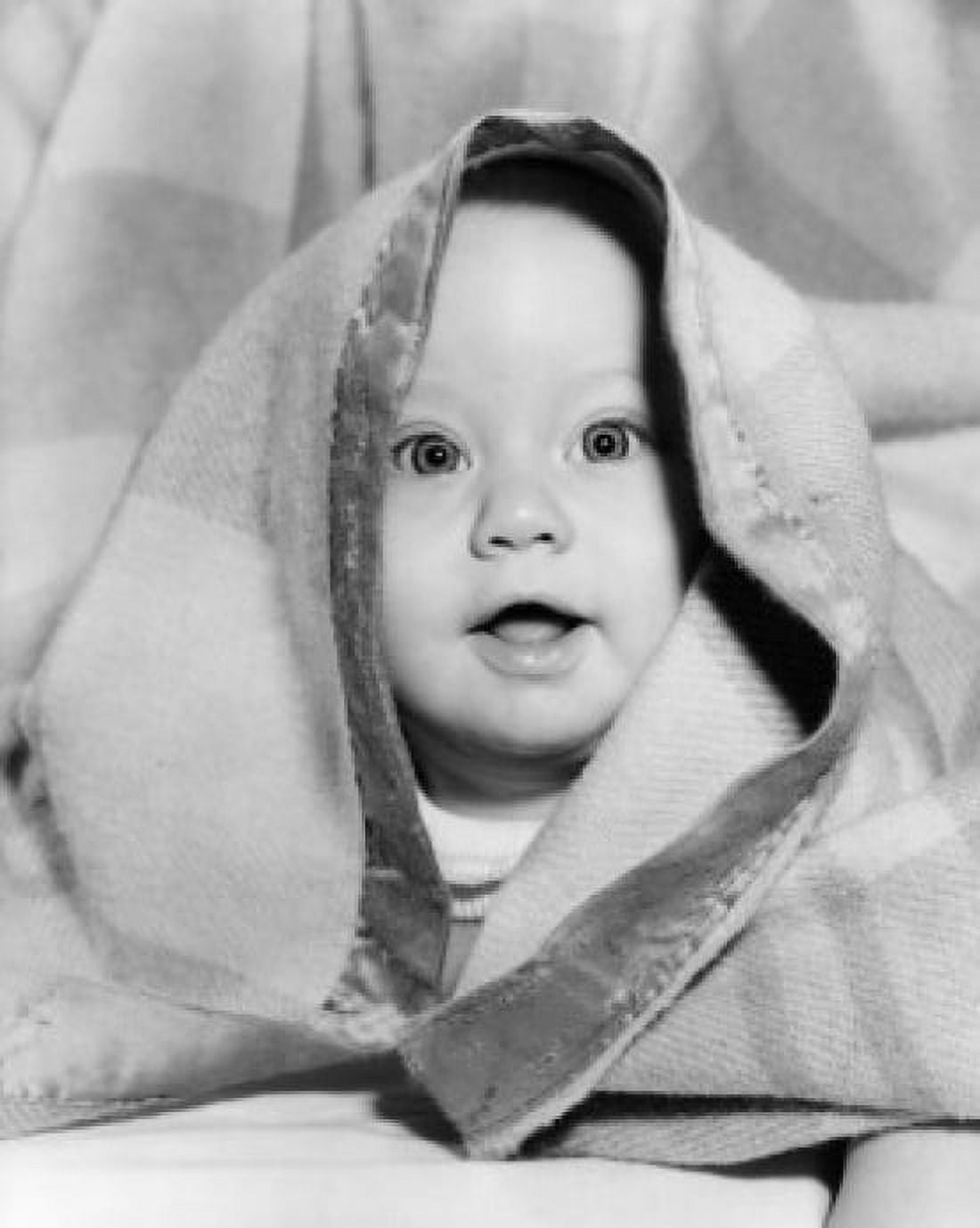 Portrait of baby under blanket Canvas Art - (18 x 24)