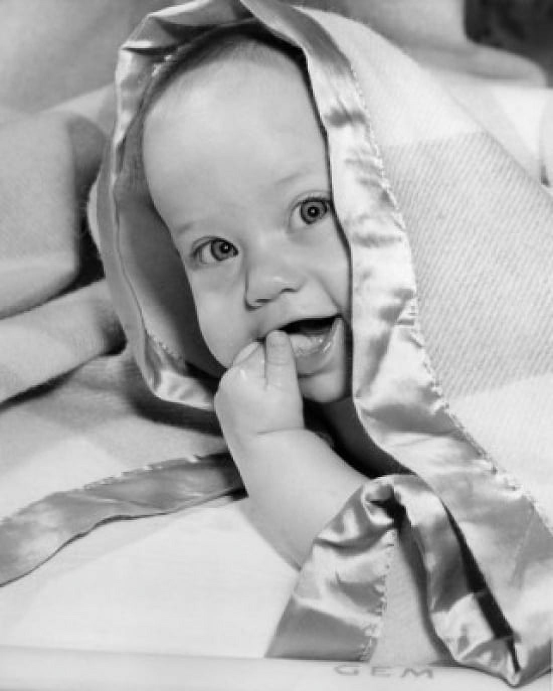 Portrait of baby under blanket Canvas Art - (18 x 24)