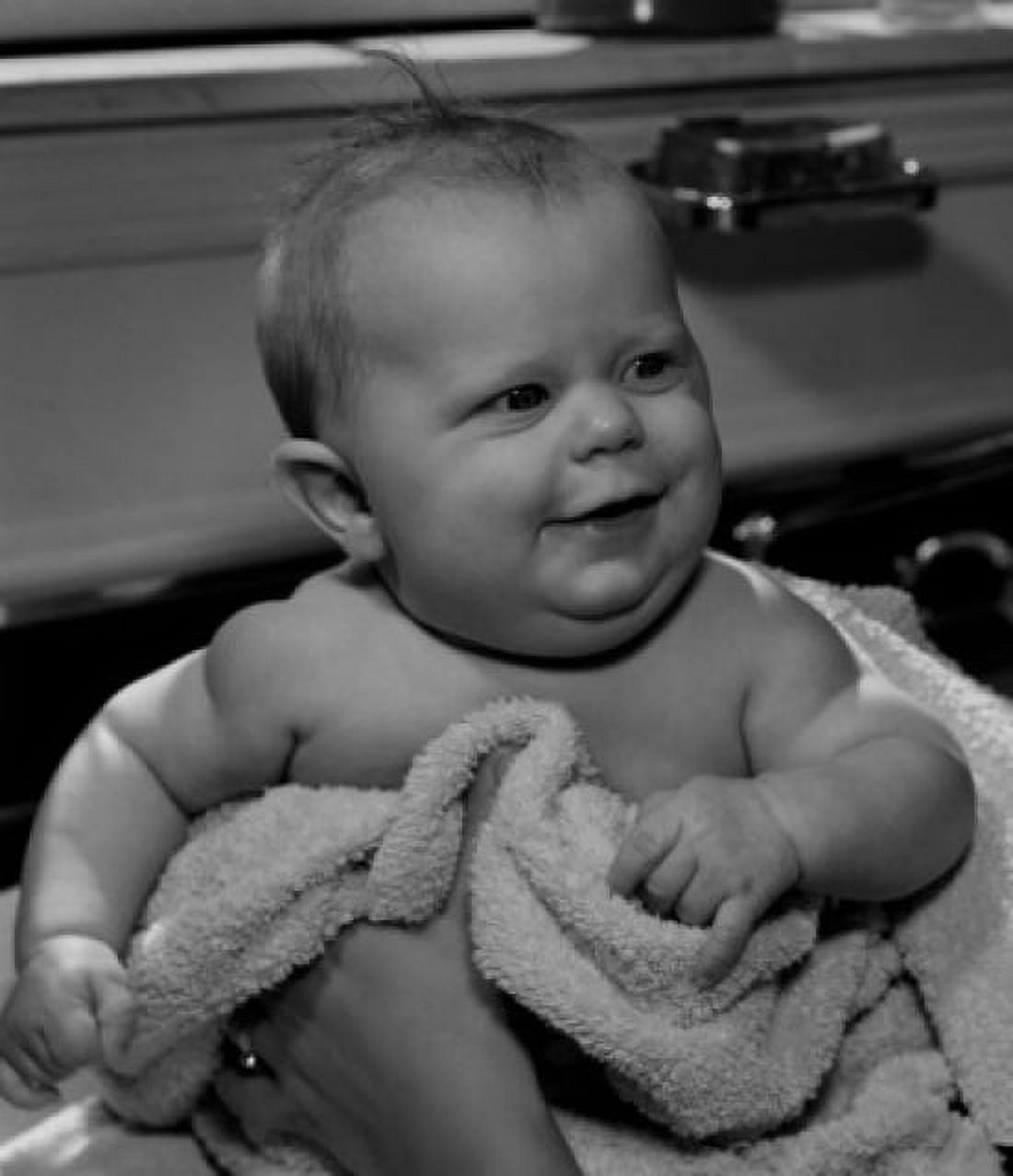 Portrait of baby wrapped in towel Canvas Art - (18 x 24)