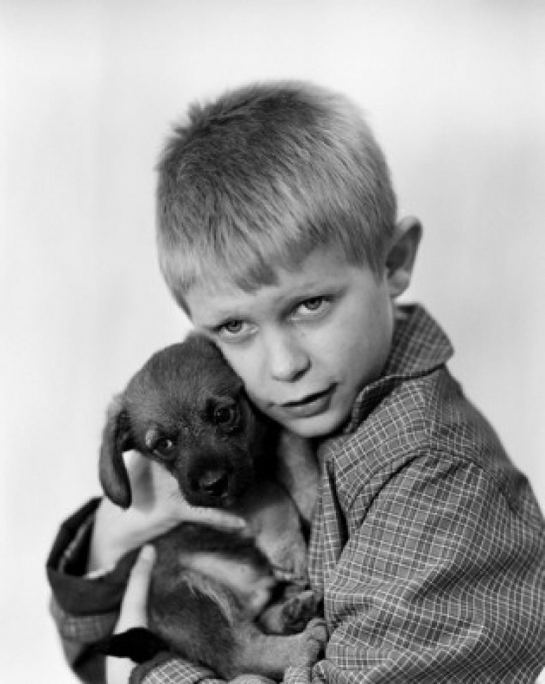 Portrait of boy holding small puppy Canvas Art - (18 x 24)