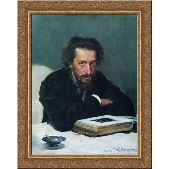 Portrait of composer and journalist Pavel Ivanovich Blaramberg 20x24 Gold Ornate Wood Framed Canvas Art by Repin, Ilya