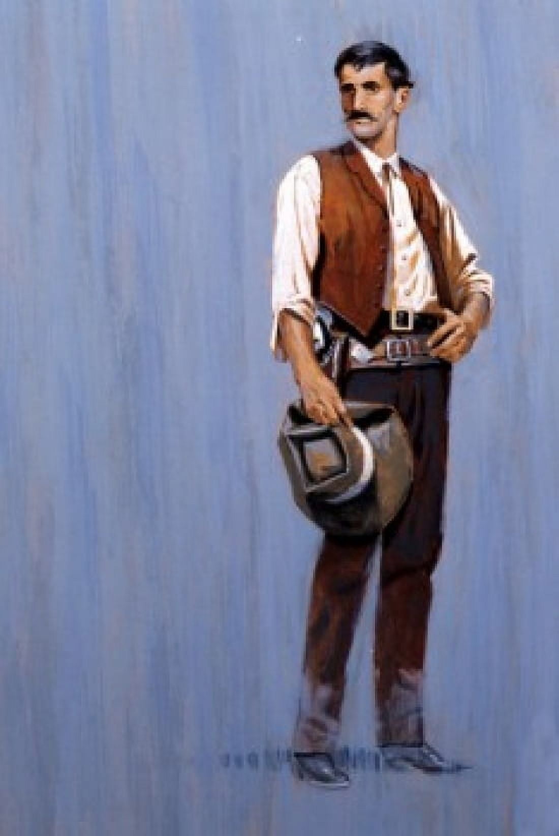 Portrait of cowboy holding hat Canvas Art - (18 x 24)