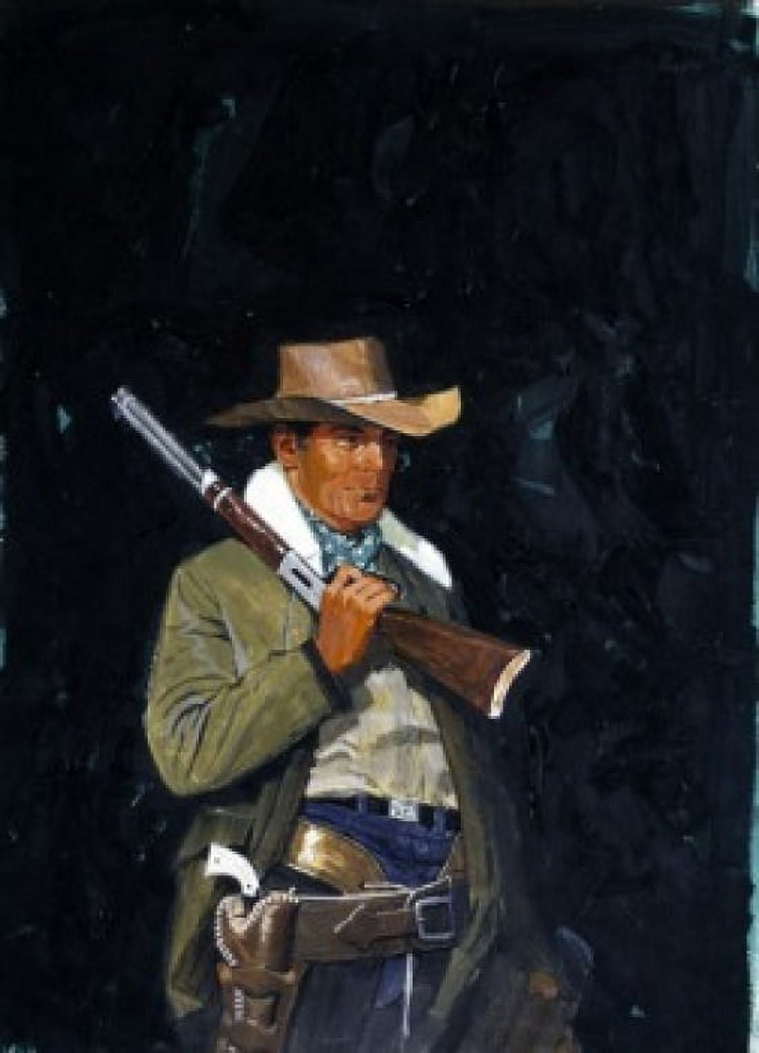 Portrait of cowboy holding shotgun Canvas Art - (18 x 24)