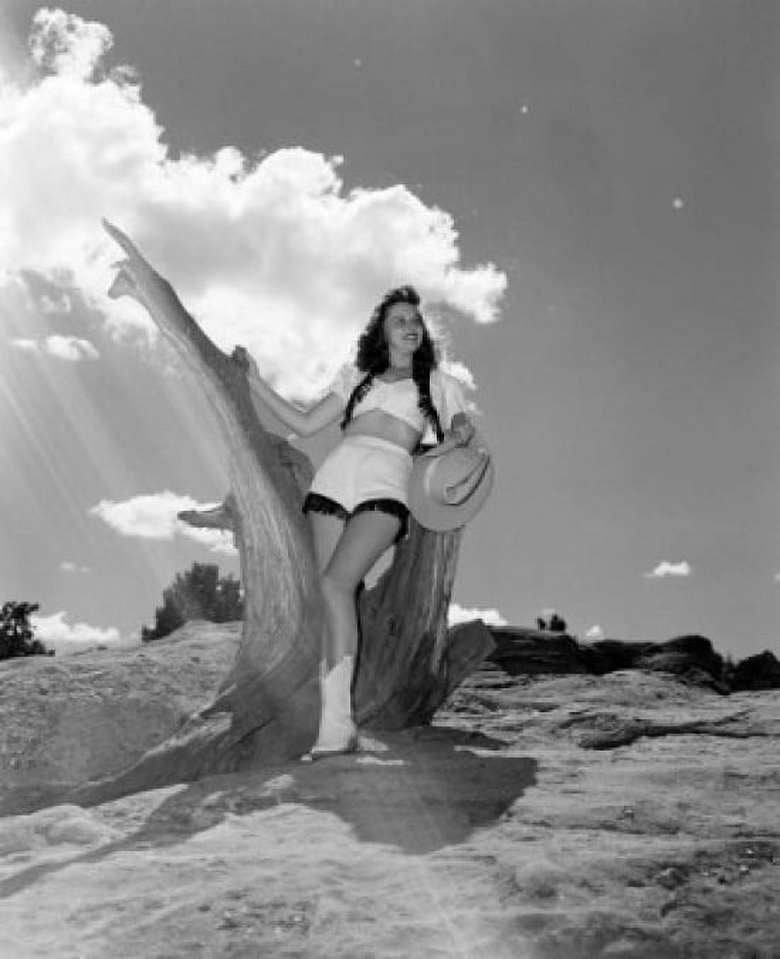 Portrait of cowgirl in desert landscape Canvas Art -  (18 x 24)