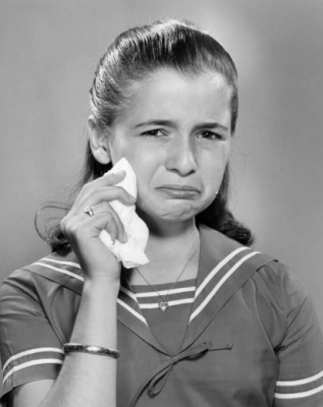 Portrait of crying girl in sailor blouse Canvas Art - (18 x 24)