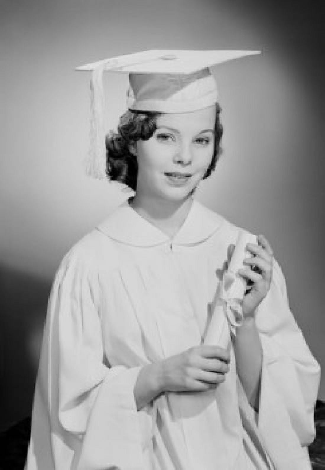 Portrait of female student in graduation gown Canvas Art - (24 x 36)