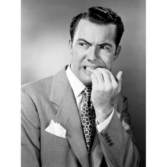 Portrait of frustrated mid adult businessman Poster Print (18 x 24)