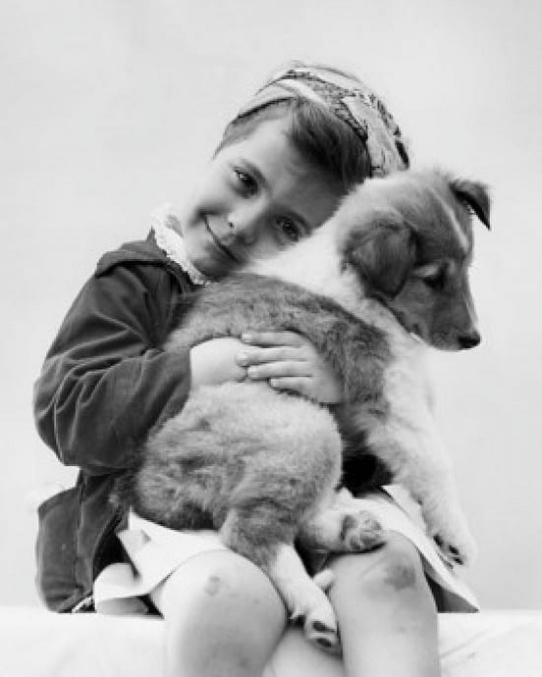 Portrait of girl hugging dog Canvas Art - (18 x 24)