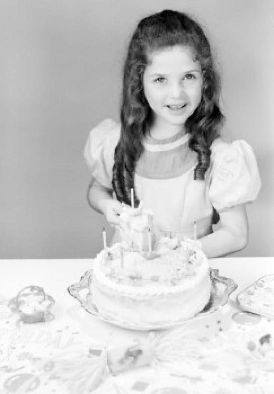 Portrait of girl with birthday cake Canvas Art - (24 x 36)