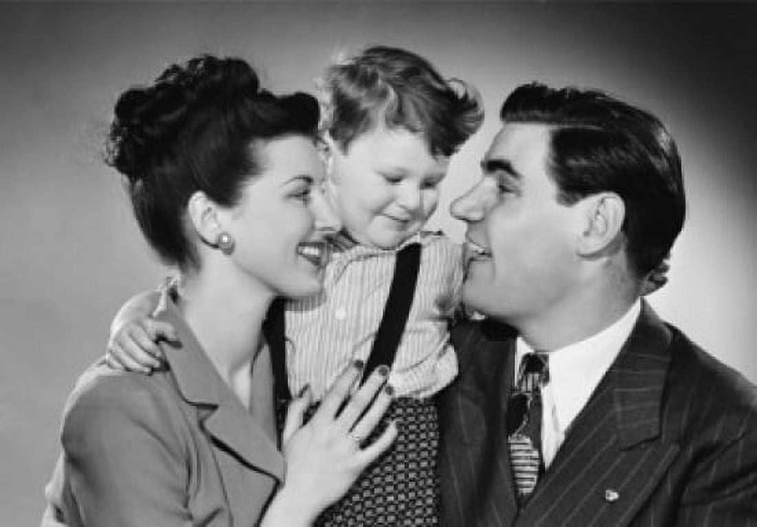 Portrait of happy family with small boy Canvas Art - (18 x 24)