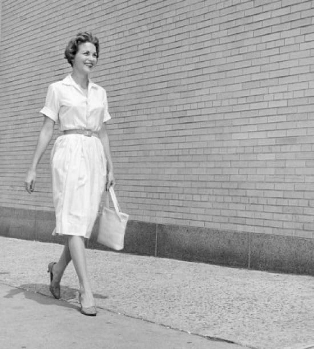 Portrait of happy woman walking Canvas Art - (18 x 24)