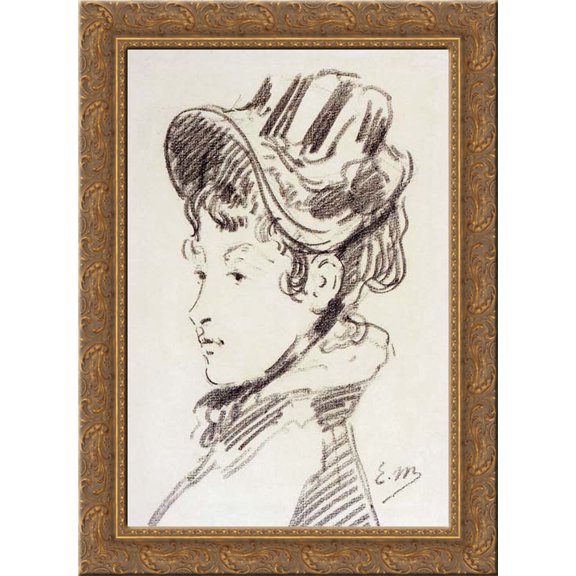 Portrait of madame Julles Guillemet 20x24 Gold Ornate Wood Framed Canvas Art by Manet, Edouard