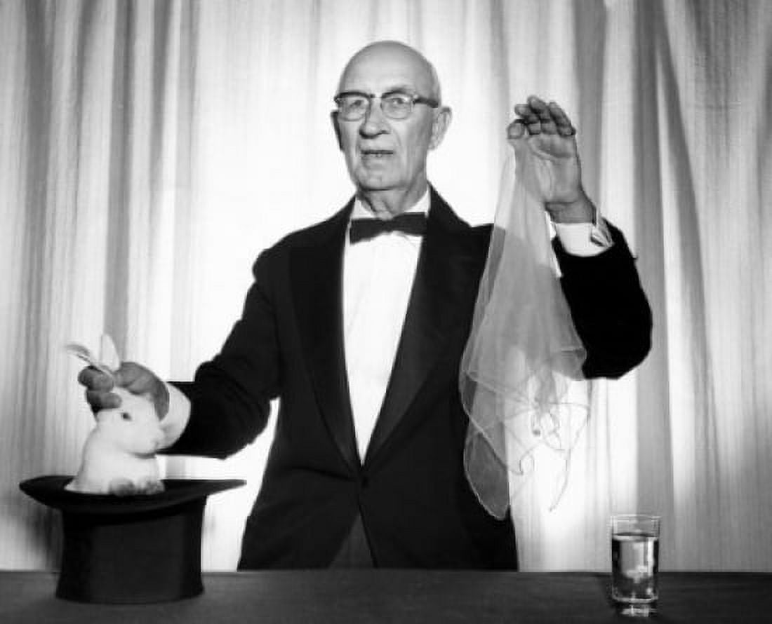Portrait of magician holding rabbit Canvas Art - (24 x 36)