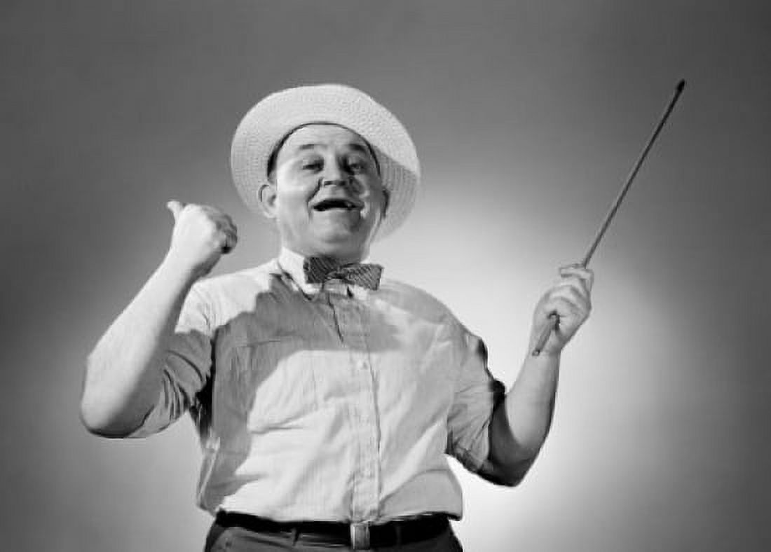Portrait of man in straw hat laughing Canvas Art - (18 x 24)