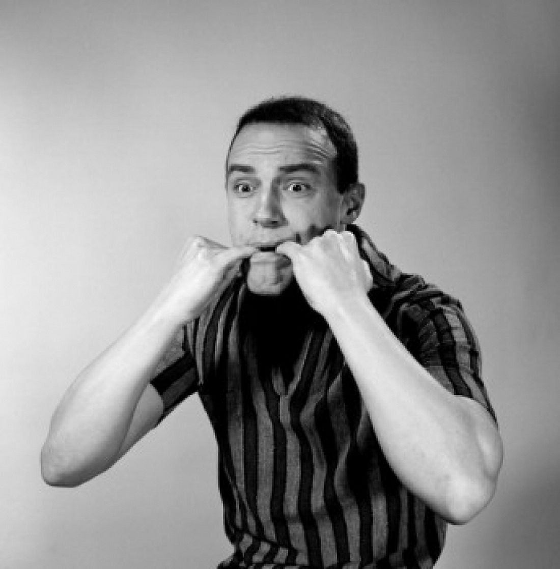 Portrait of man whistling Canvas Art - (18 x 24)