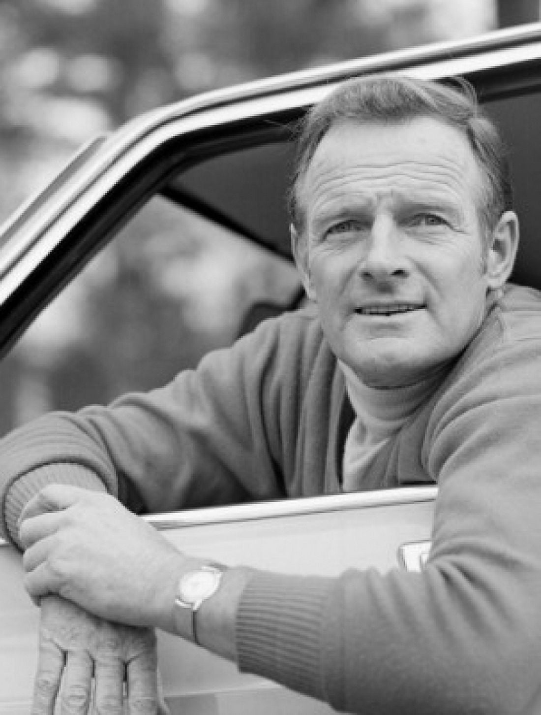 Portrait of mature man looking through car window Canvas Art - (18 x 24)