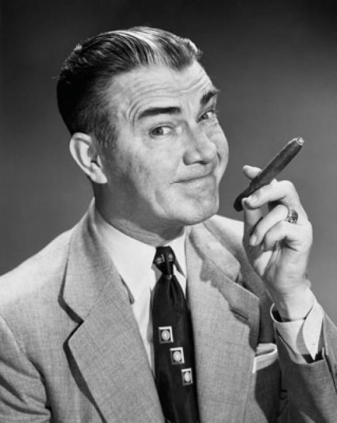 Portrait of mature man smoking cigar Canvas Art - (18 x 24)