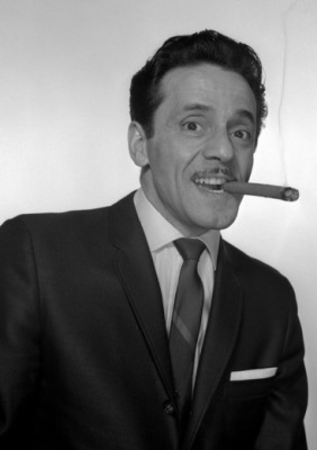 Portrait of mature man with cigar making face Canvas Art - (24 x 36)