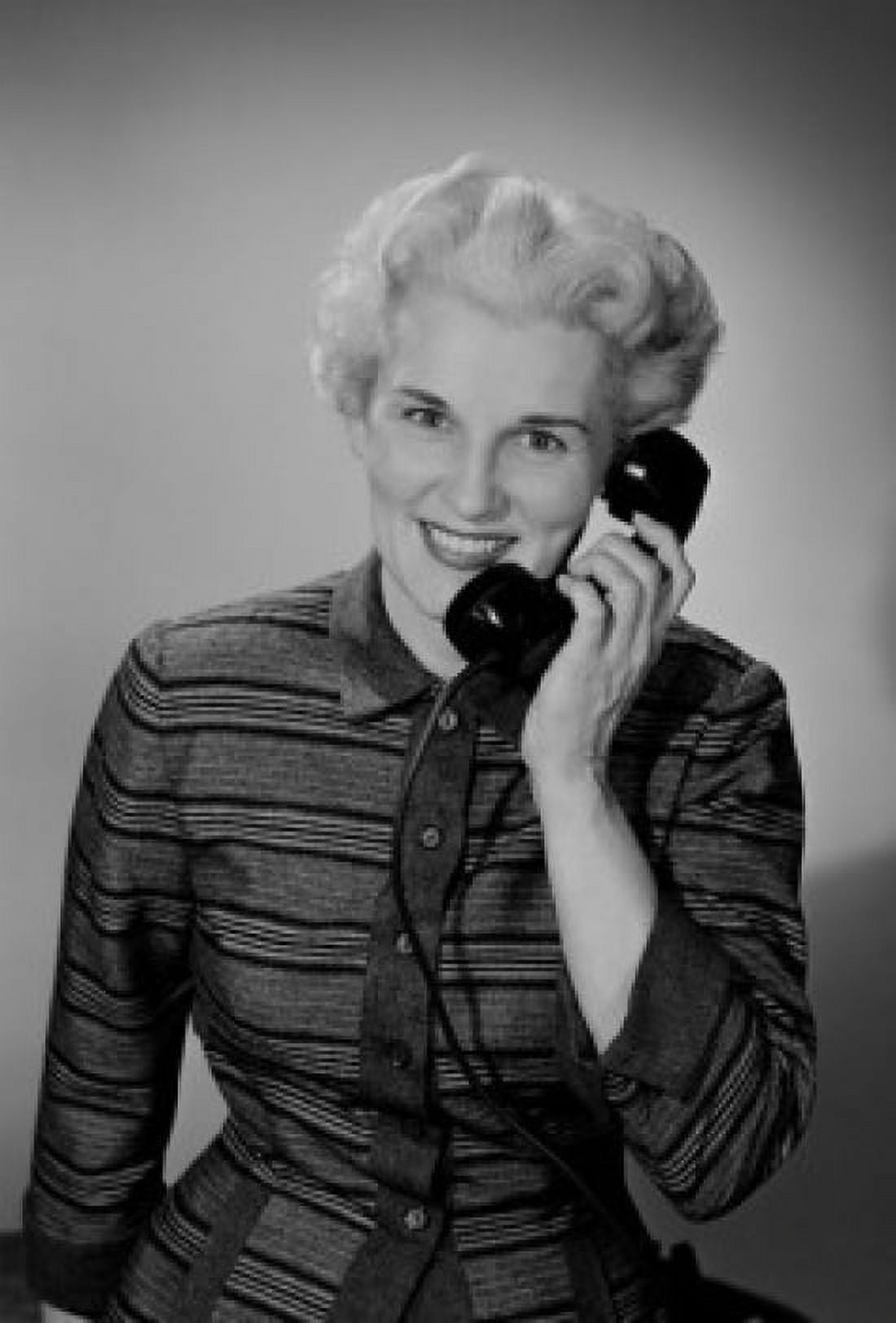 Portrait of mature woman talking on phone Canvas Art - (24 x 36)