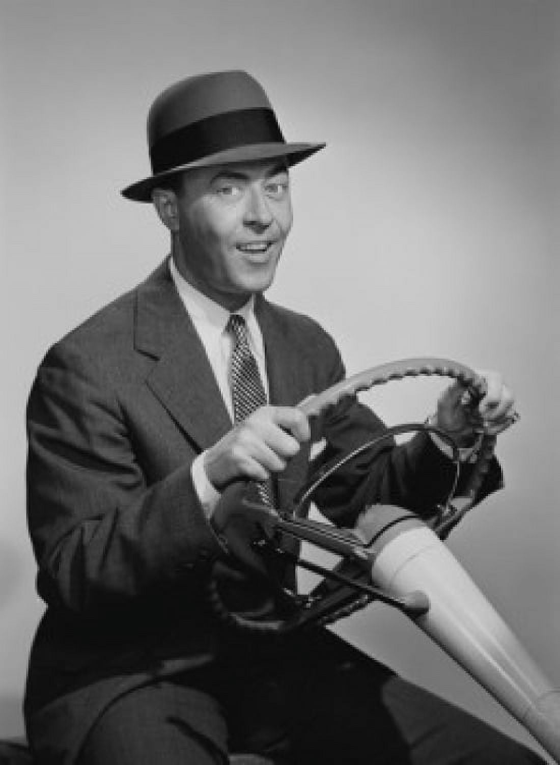 Portrait of mid adult man holding steering wheel Canvas Art - (18 x 24)