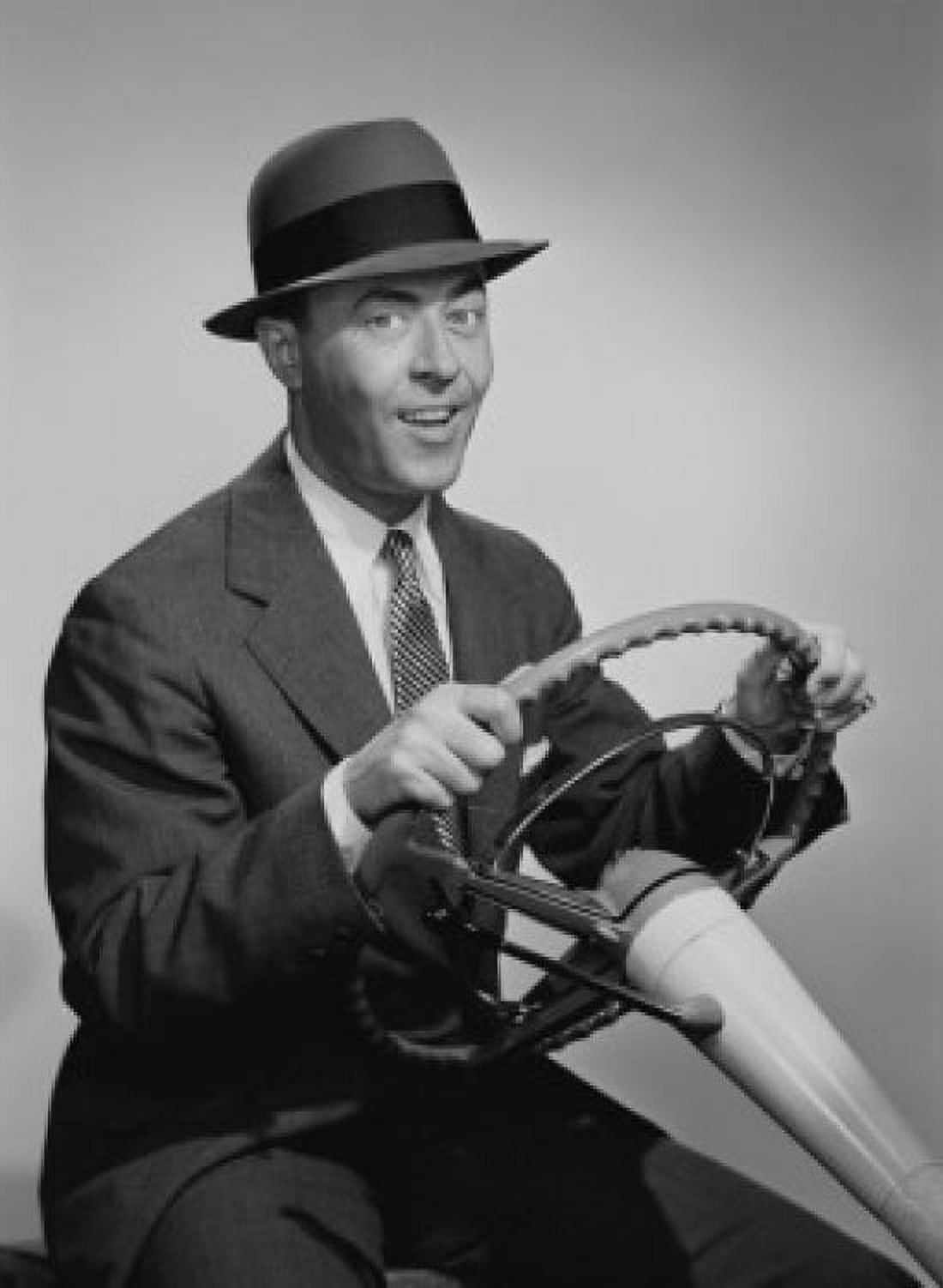 Portrait of mid adult man holding steering wheel Canvas Art - (24 x 36)