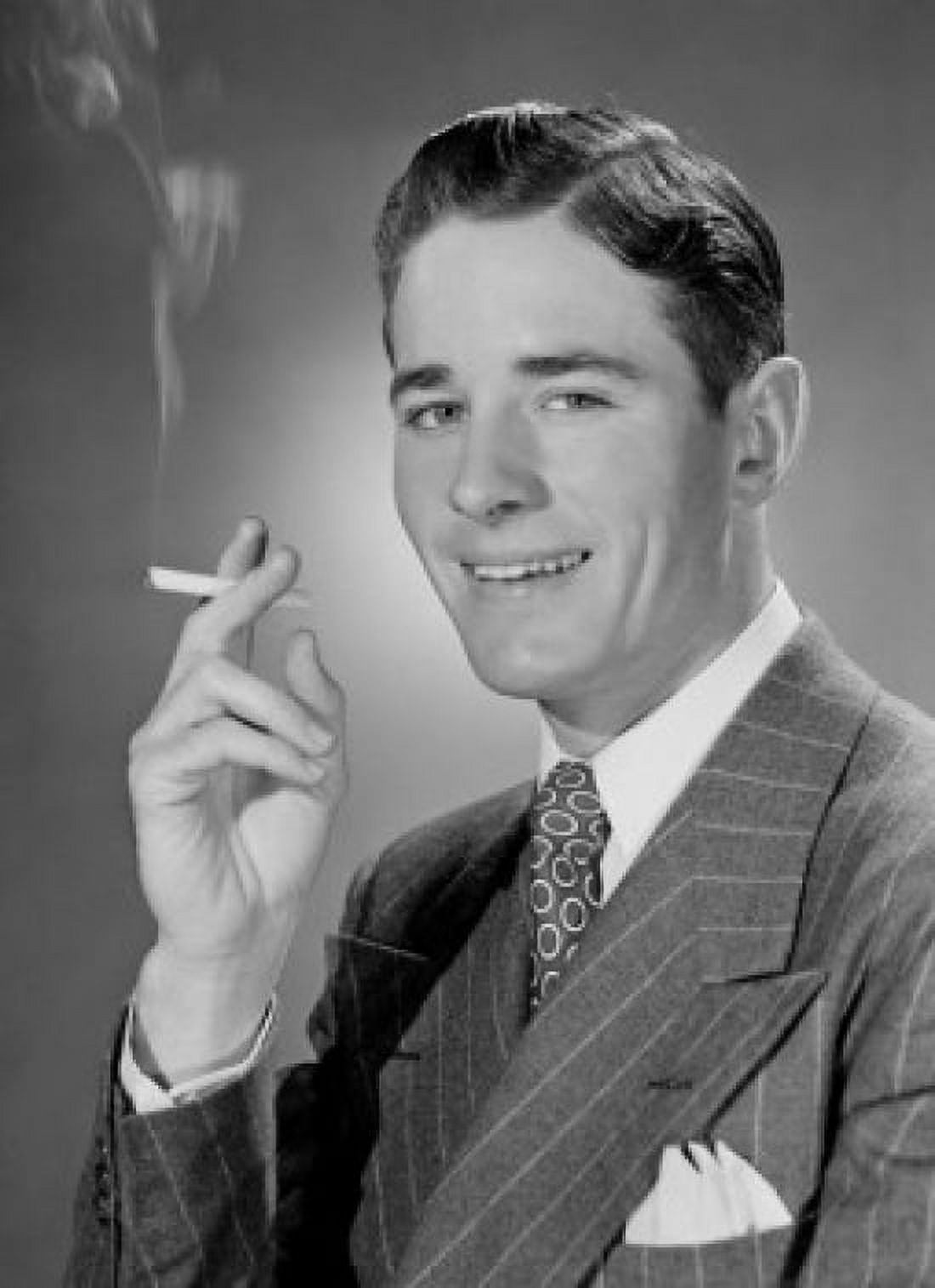 Portrait of mid adult man smoking cigarette Canvas Art -  (24 x 36)