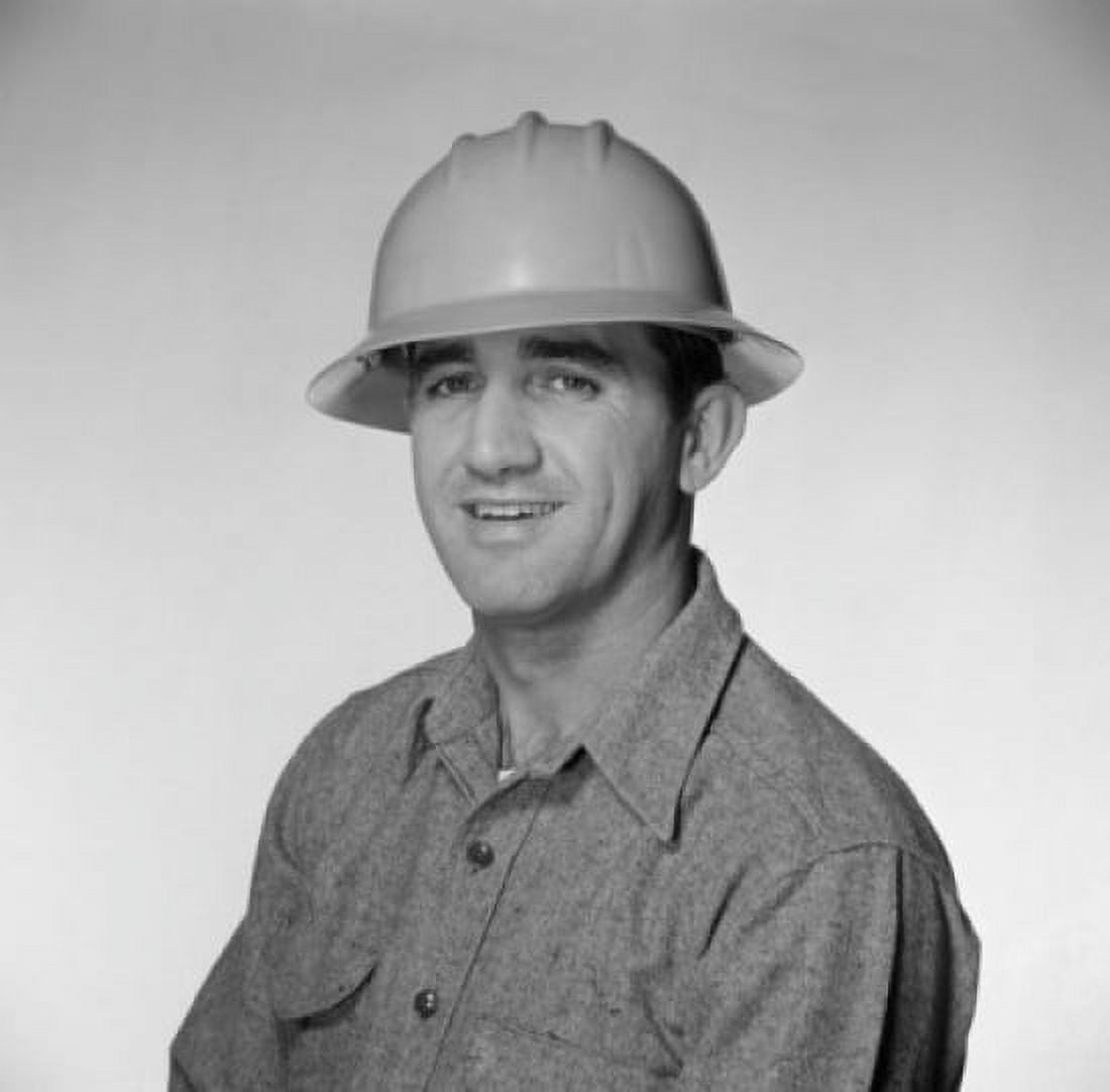 Portrait of mid adult man wearing hard hat Canvas Art - (24 x 36)
