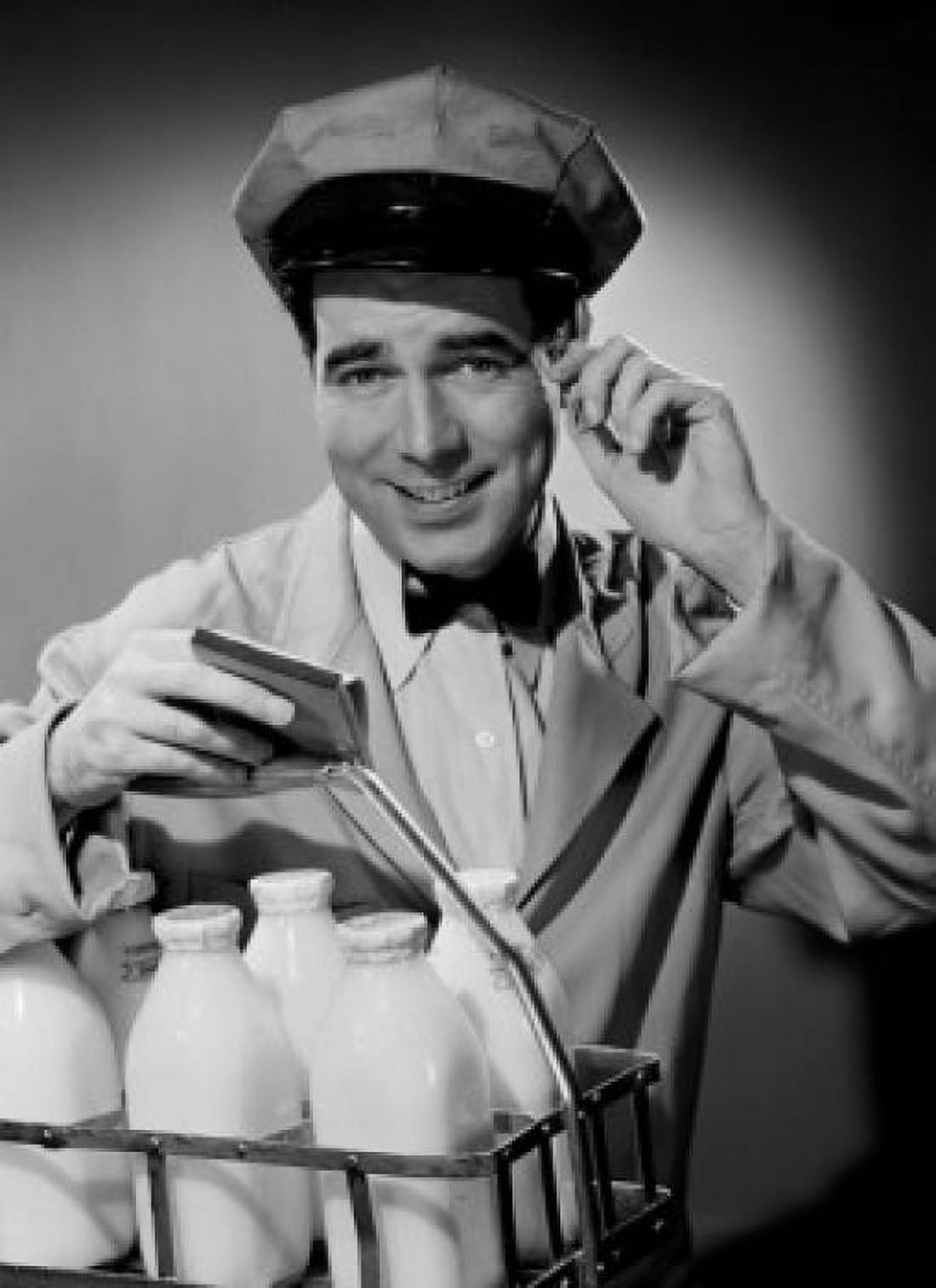 Portrait of milk man looking at camera and smiling Canvas Art - (18 x 24)