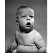 Portrait of naked baby with mouth open Canvas Art - 18 x 24