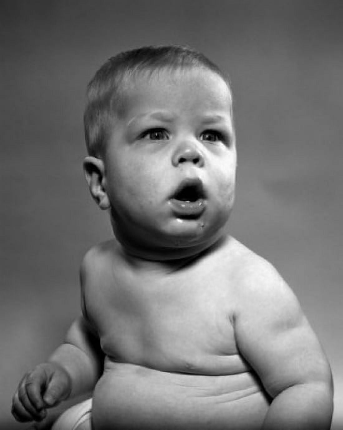 Portrait of naked baby with mouth open Canvas Art - (24 x 36)