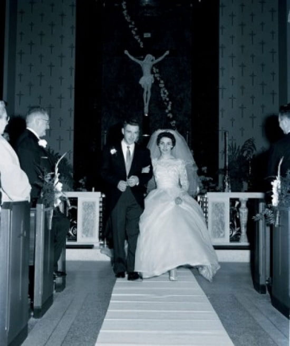 Portrait of newly wed couple in church Canvas Art - (24 x 36)