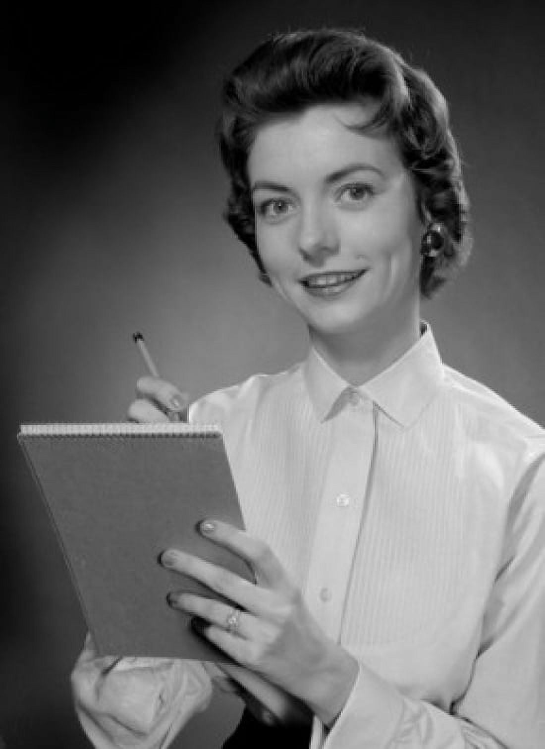 Portrait of secretary writing Canvas Art - (24 x 36)