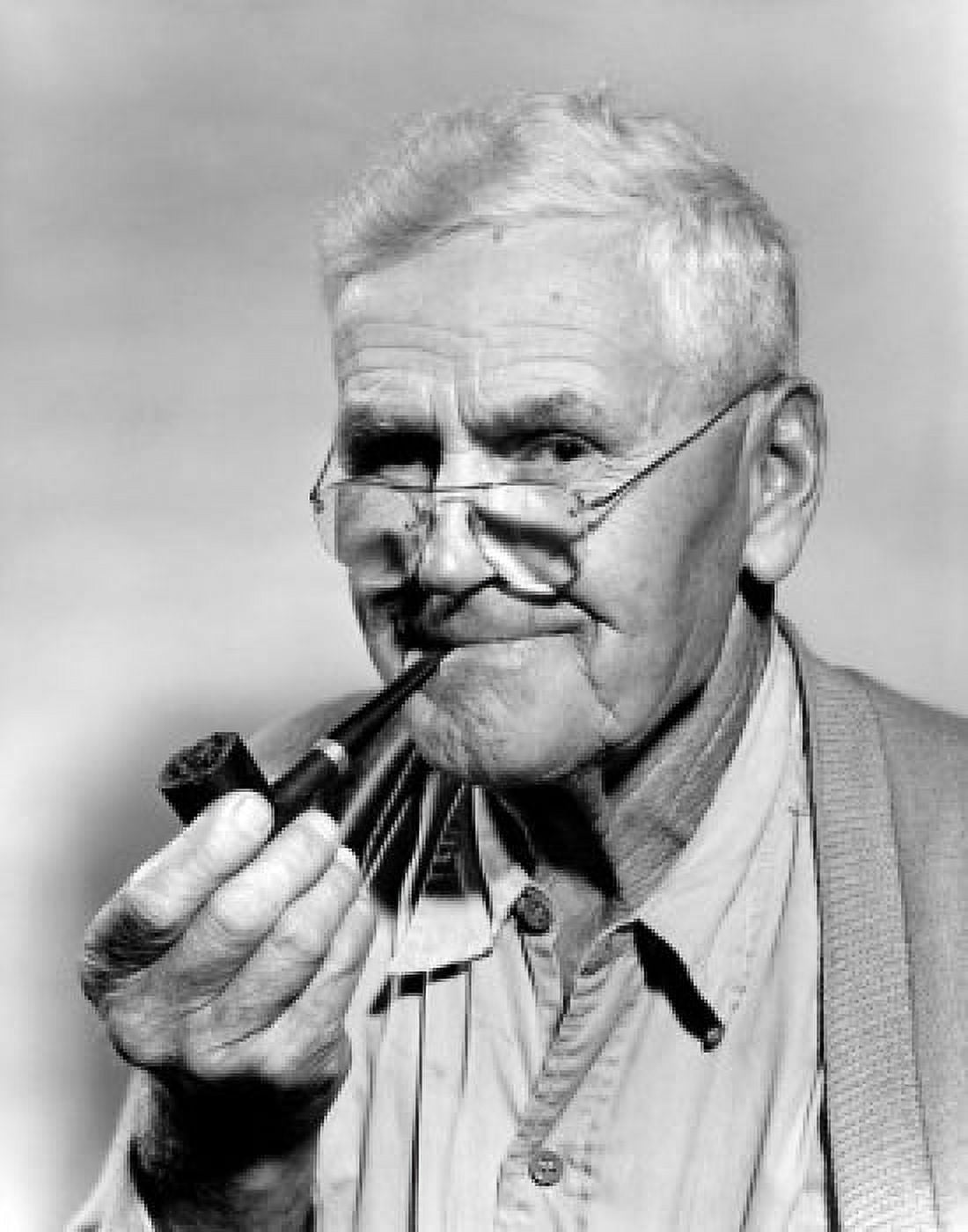 Portrait of senior man with pipe studio shot Canvas Art -  (18 x 24)