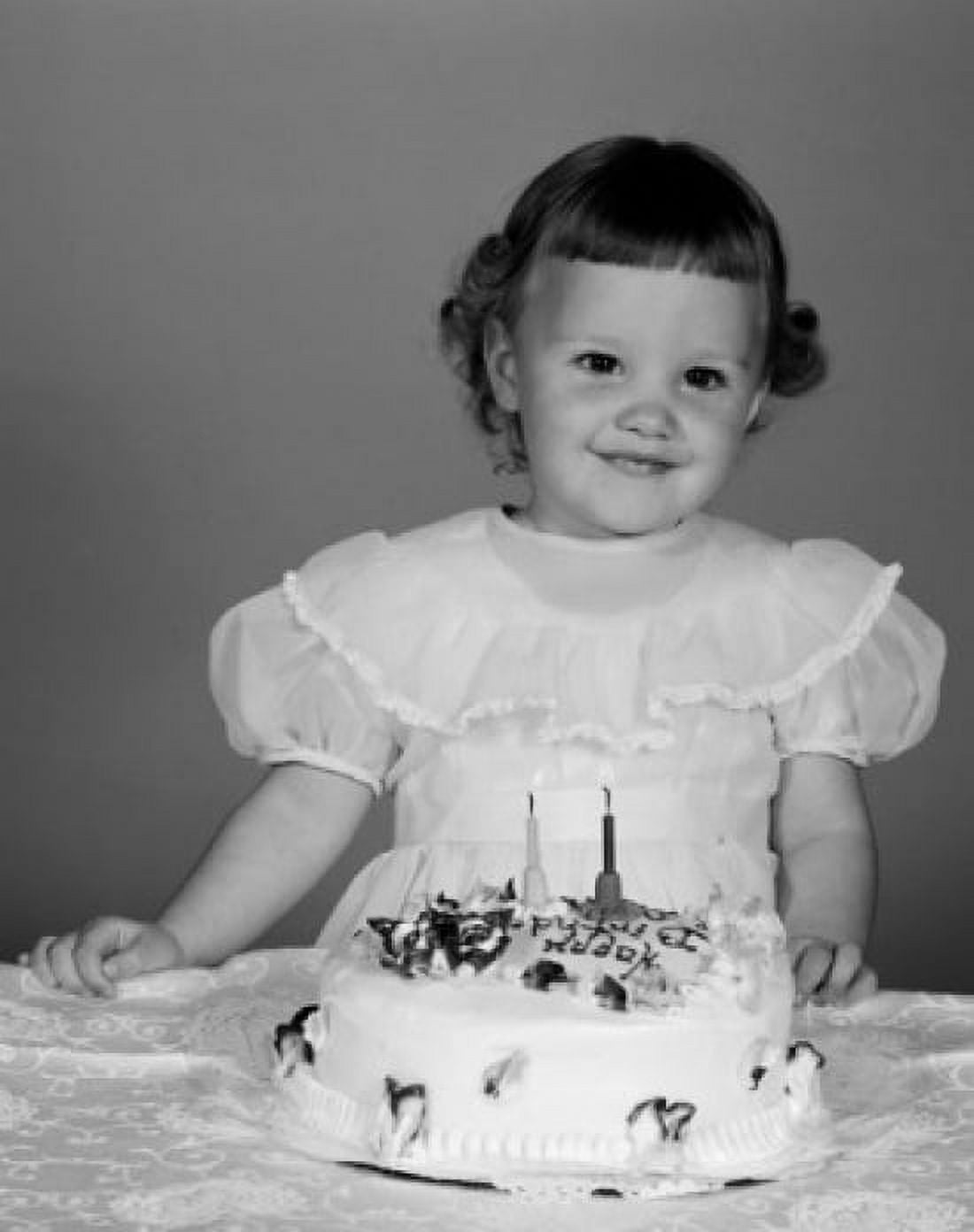Portrait of small girl with birthday cake Canvas Art - (18 x 24)