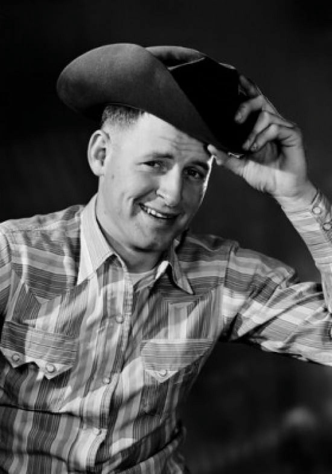 Portrait of smiling man wearing cowboy hat Canvas Art - (18 x 24)