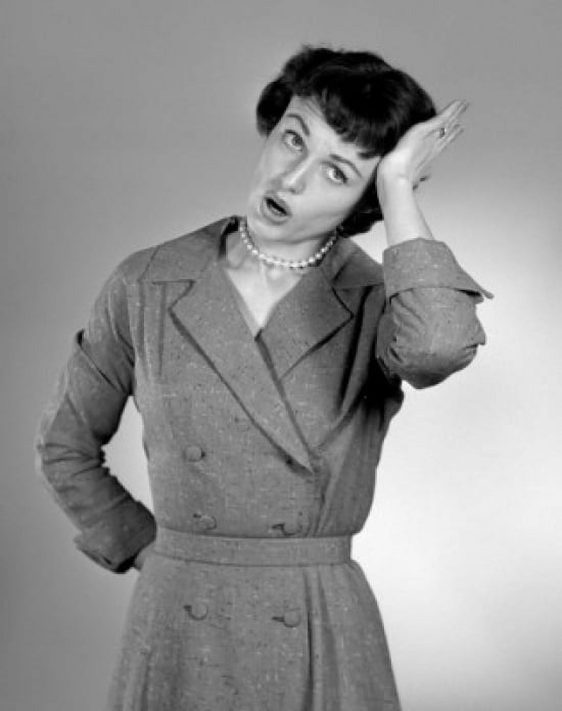 Portrait of surprised woman in coat Canvas Art - (24 x 36)