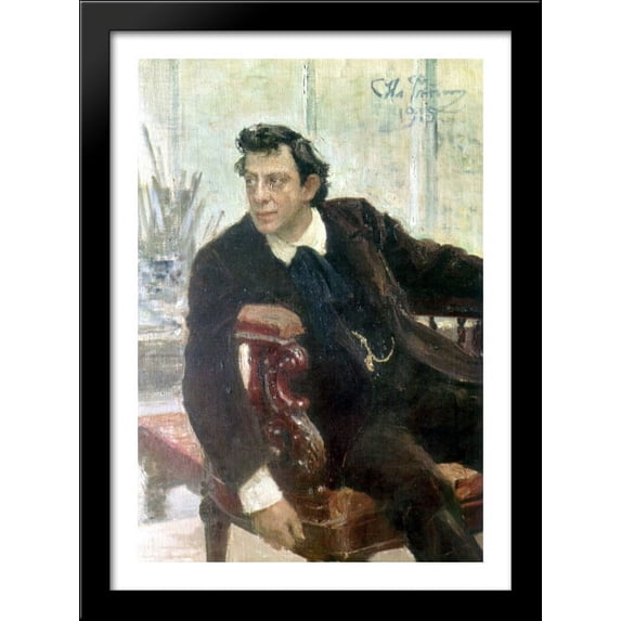 Portrait of the Actor Pavel Samoylov 28x40 Large Black Wood Framed Print Art by Ilya Repin