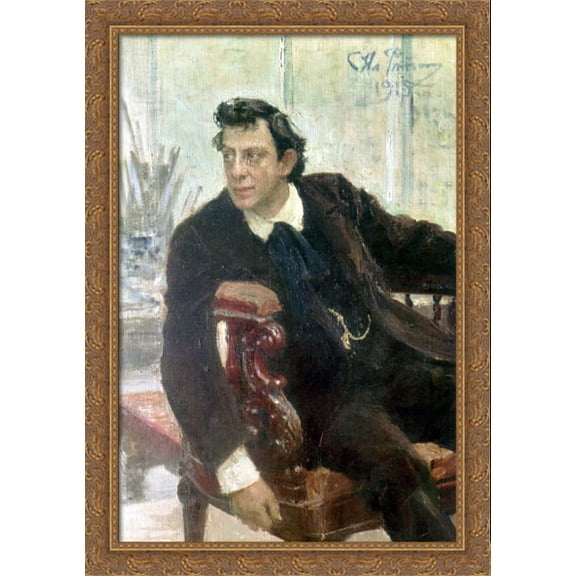 Portrait of the Actor Pavel Samoylov 28x40 Large Gold Ornate Wood Framed Canvas Art by Ilya Repin
