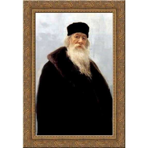 Portrait of the Art Critic Vladimir Stasov 19x24 Gold Ornate Wood Framed Canvas Art by Repin, Ilya