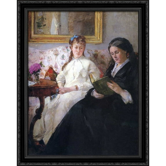Portrait of the Artist's Mother and Sister 28x34 Large Black Ornate Wood Framed Canvas Art by Berthe Morisot
