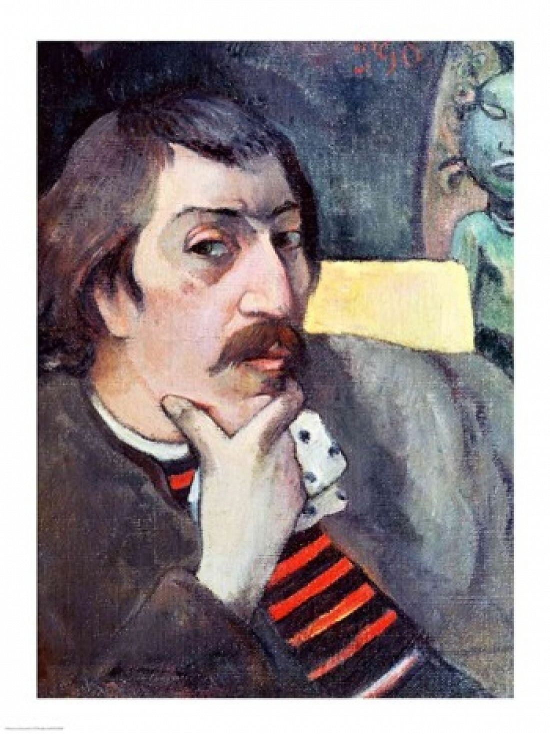 Portrait of the Artist with the Idol c1893 Canvas Art - Paul Gauguin (24 x 36)