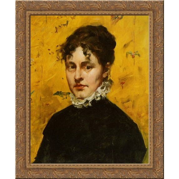 Portrait of the Artists Sister in Law 20x23 Gold Ornate Wood Framed Canvas Art by Chase, William Merritt