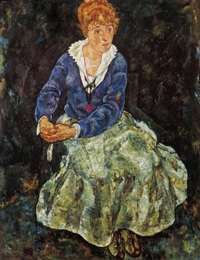 Portrait of the Artists wife seated 1918 Canvas Art - Egon Schiele (24 x 36)